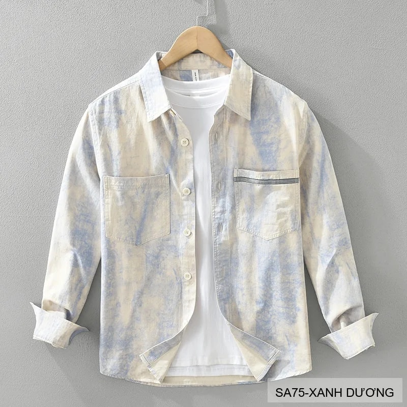 SA75 - Áo Sơ Mi Nam Dài Tay In Họa Tiết Phong Cách Nhật Bản Chất Cotton Mềm Mại - video 1