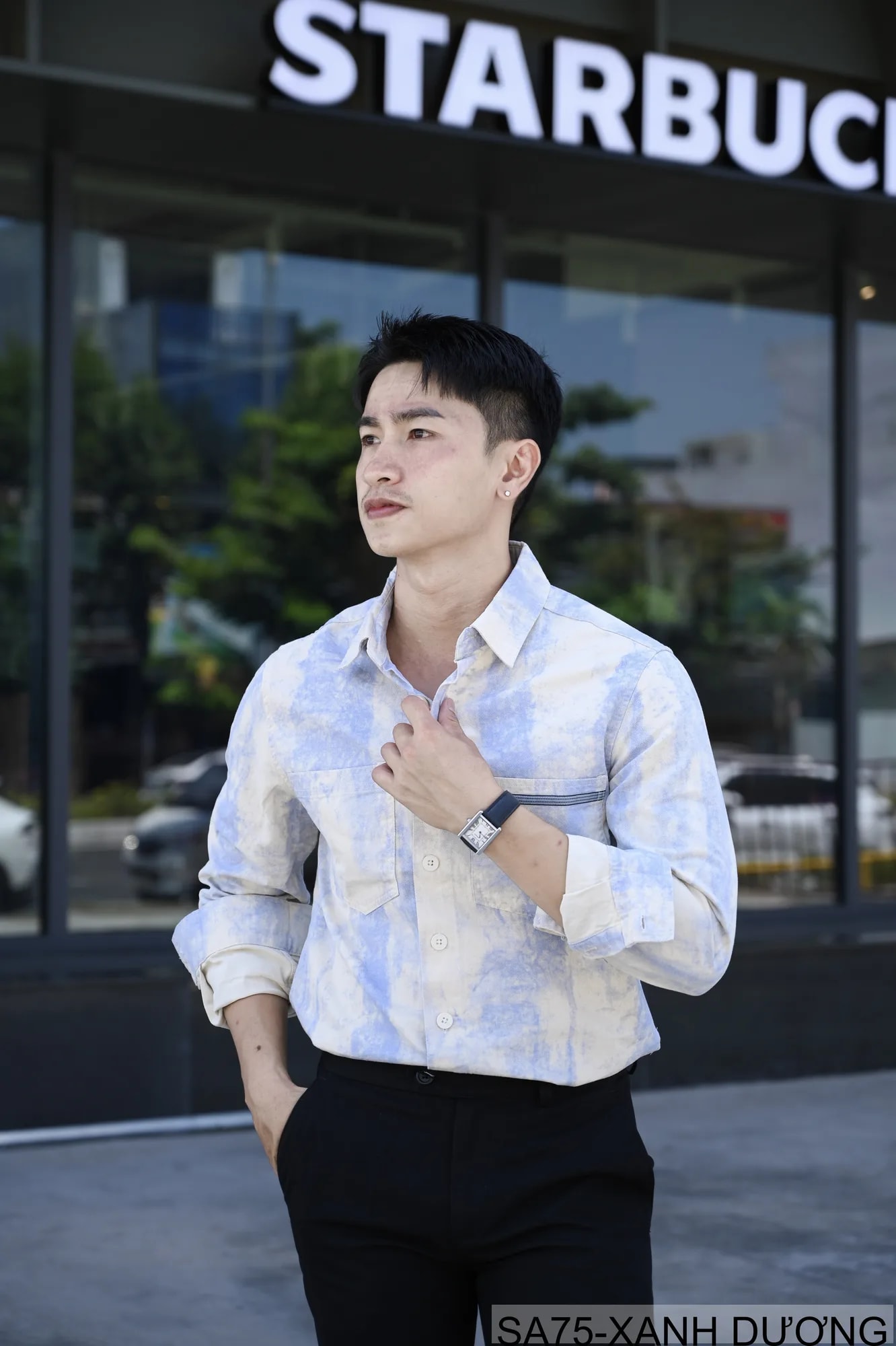 SA75 - Áo Sơ Mi Nam Dài Tay In Họa Tiết Phong Cách Nhật Bản Chất Cotton Mềm Mại - ảnh 5