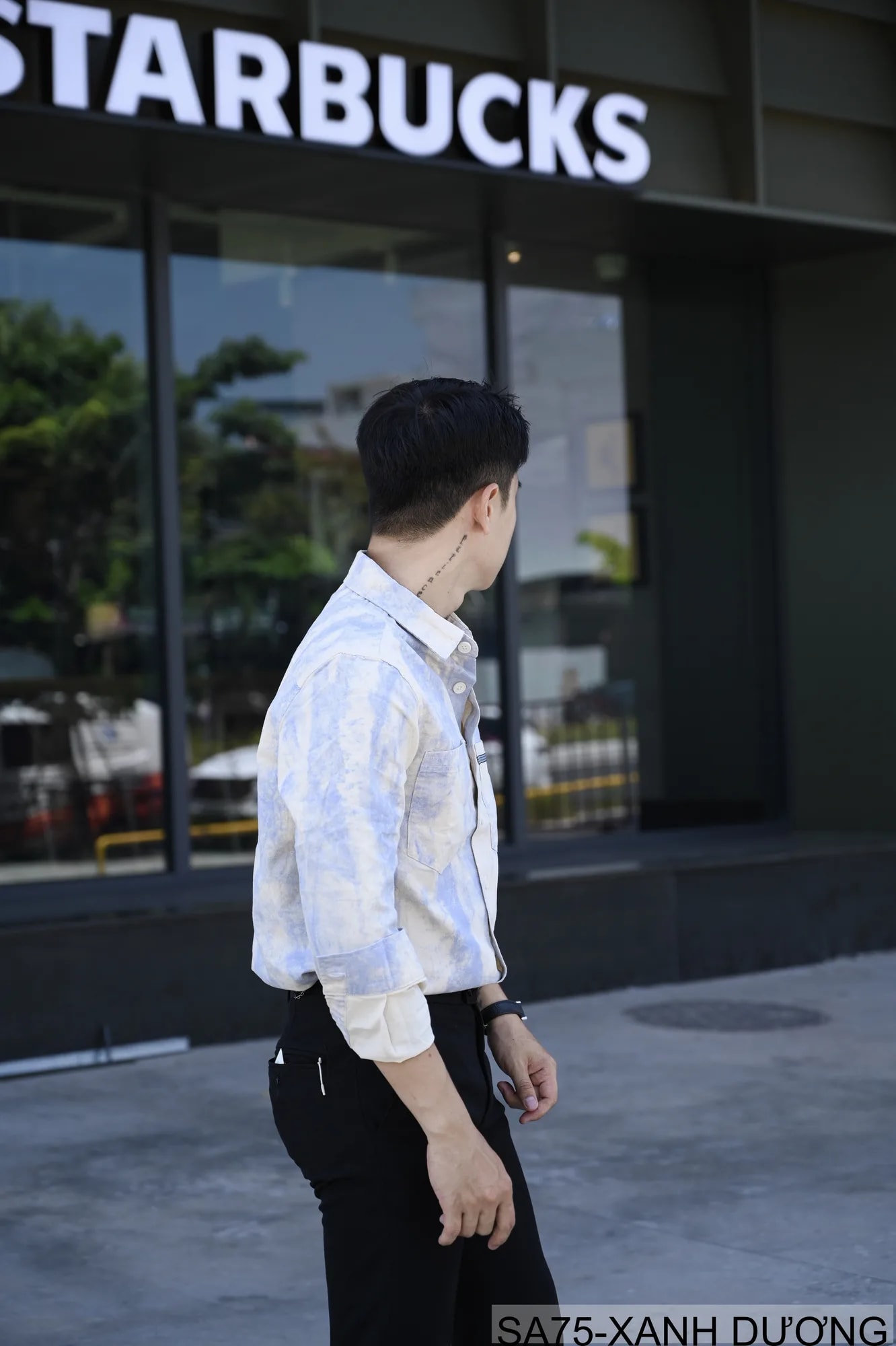 SA75 - Áo Sơ Mi Nam Dài Tay In Họa Tiết Phong Cách Nhật Bản Chất Cotton Mềm Mại - ảnh 4