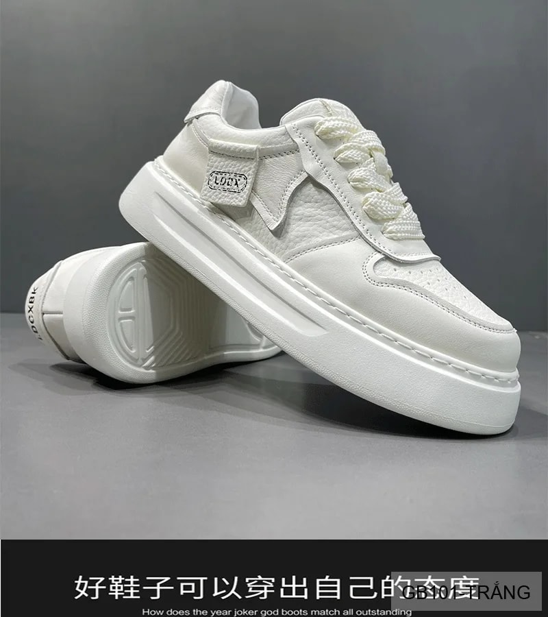 GB101 - Giày nam trắng đế dày kiểu dad shoes da thật thời trang 2025 - ảnh 10