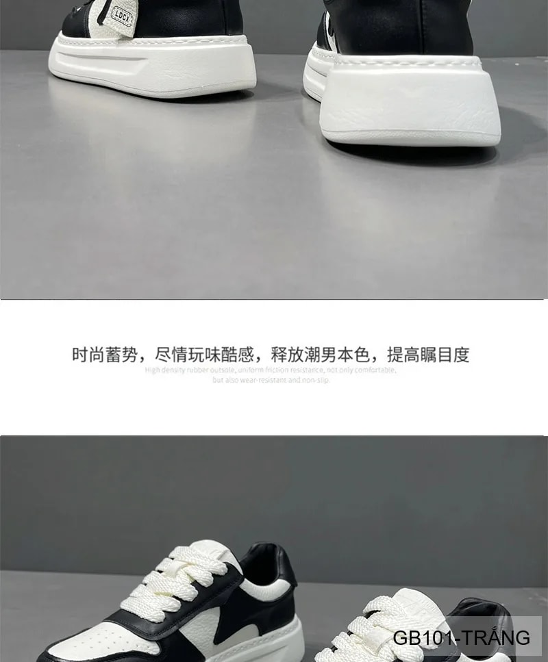 GB101 - Giày nam trắng đế dày kiểu dad shoes da thật thời trang 2025 - ảnh 9