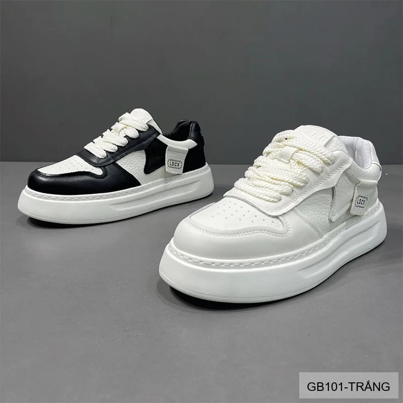GB101 - Giày nam trắng đế dày kiểu dad shoes da thật thời trang 2025 - ảnh 17
