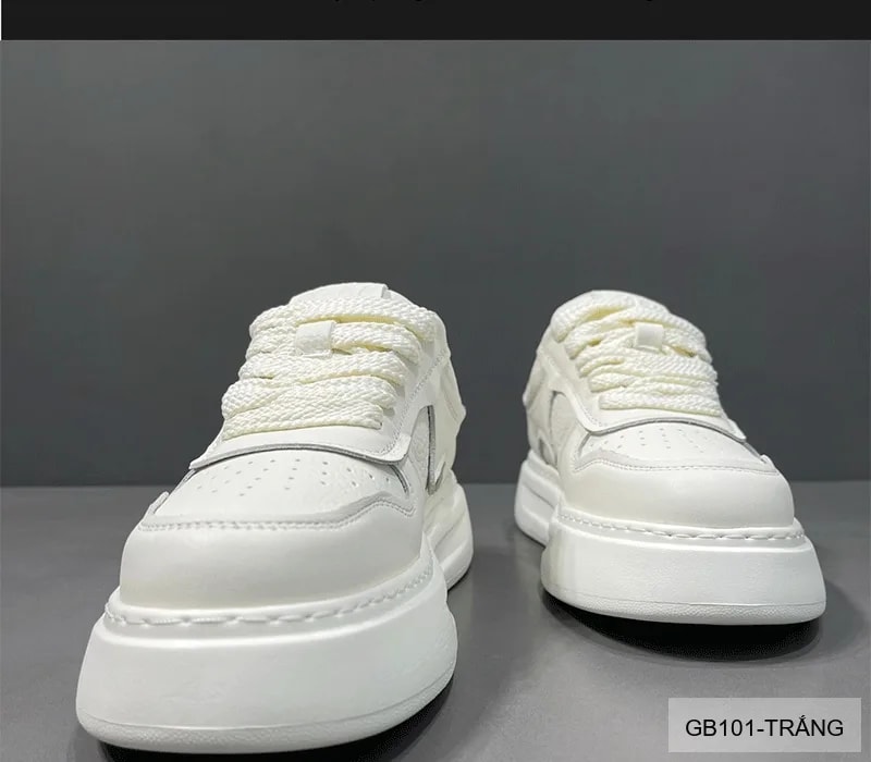 GB101 - Giày nam trắng đế dày kiểu dad shoes da thật thời trang 2025 - ảnh 11