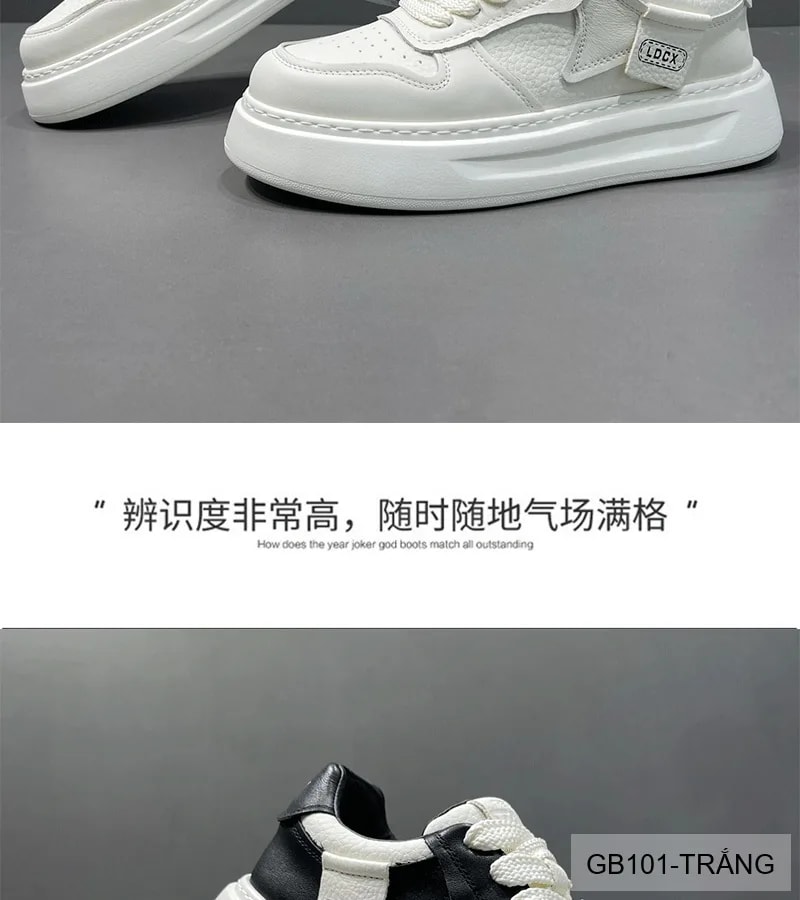 GB101 - Giày nam trắng đế dày kiểu dad shoes da thật thời trang 2025 - ảnh 7