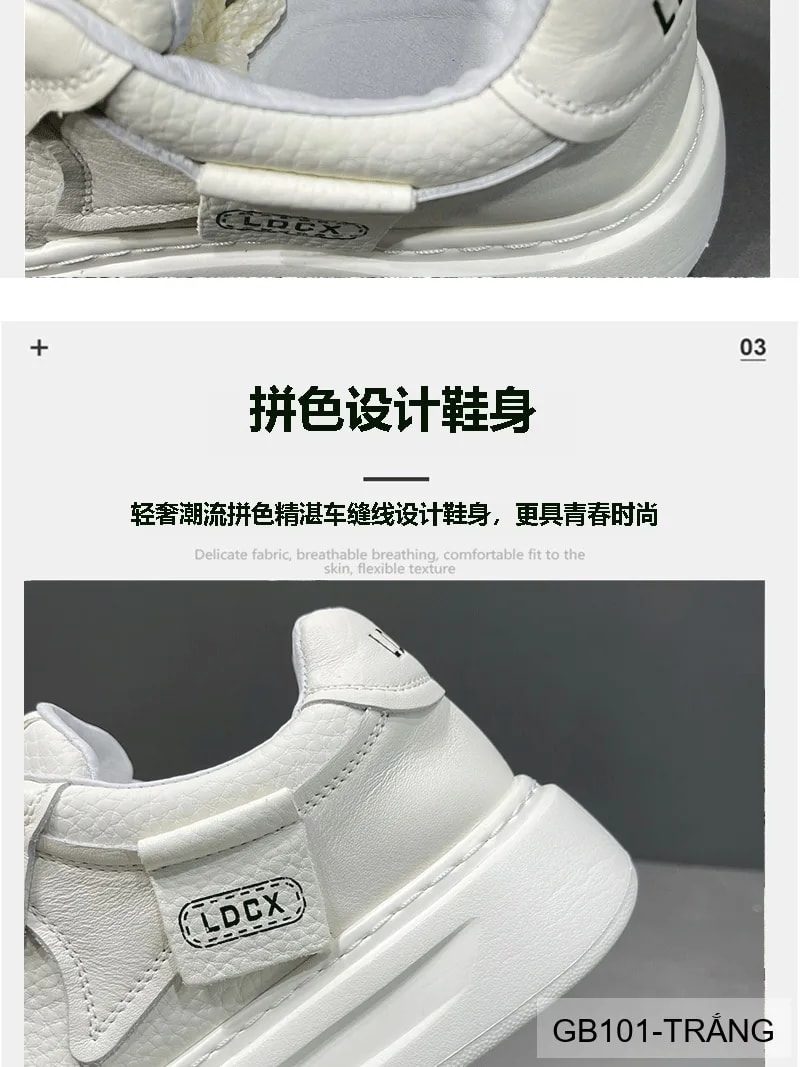 GB101 - Giày nam trắng đế dày kiểu dad shoes da thật thời trang 2025 - ảnh 19