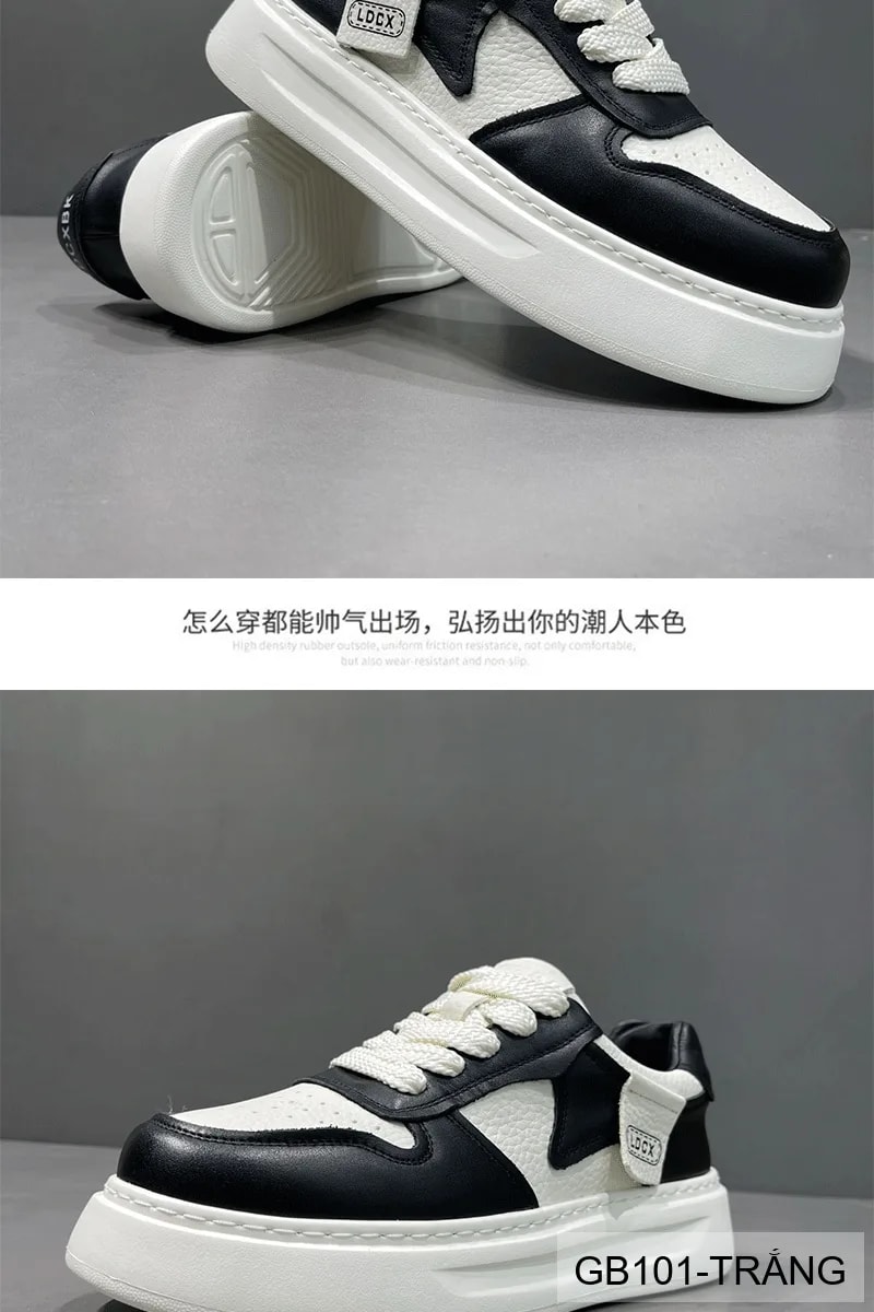 GB101 - Giày nam trắng đế dày kiểu dad shoes da thật thời trang 2025 - ảnh 8