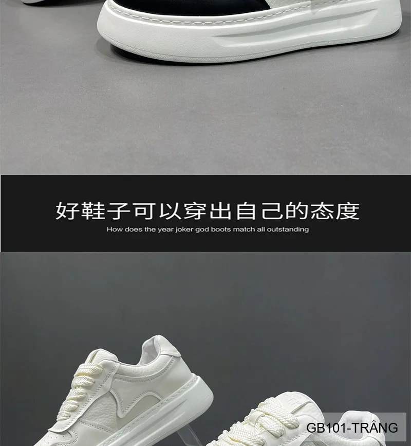 GB101 - Giày nam trắng đế dày kiểu dad shoes da thật thời trang 2025 - ảnh 21
