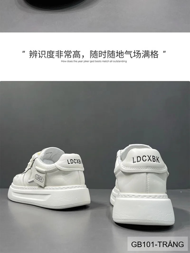 GB101 - Giày nam trắng đế dày kiểu dad shoes da thật thời trang 2025 - ảnh 12