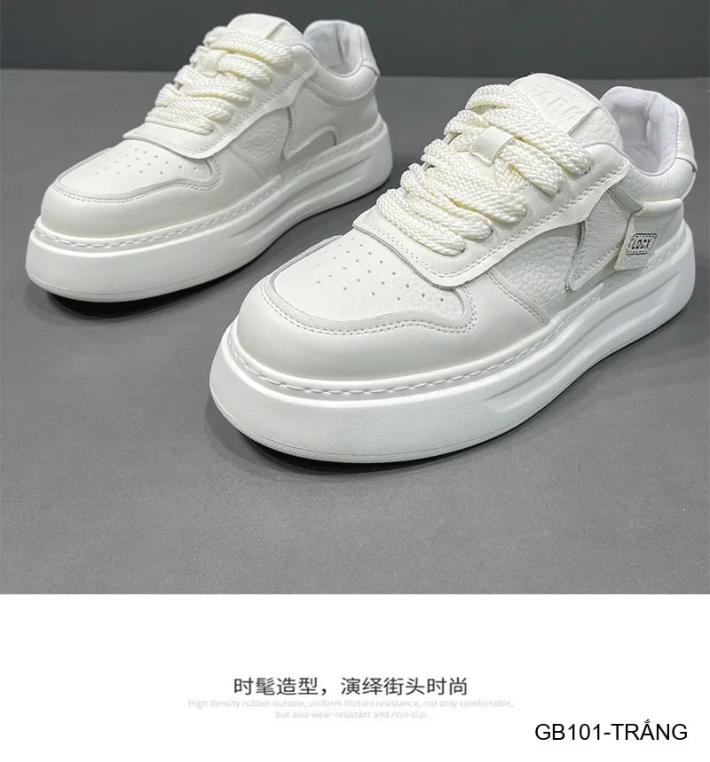 GB101 - Giày nam trắng đế dày kiểu dad shoes da thật thời trang 2025 - ảnh 16