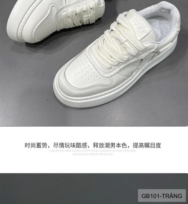GB101 - Giày nam trắng đế dày kiểu dad shoes da thật thời trang 2025 - ảnh 14