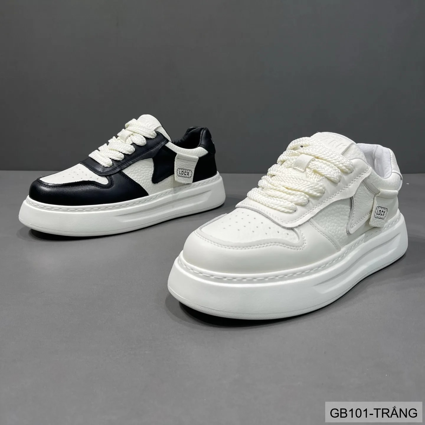 GB101 - Giày nam trắng đế dày kiểu dad shoes da thật thời trang 2025 - ảnh 3