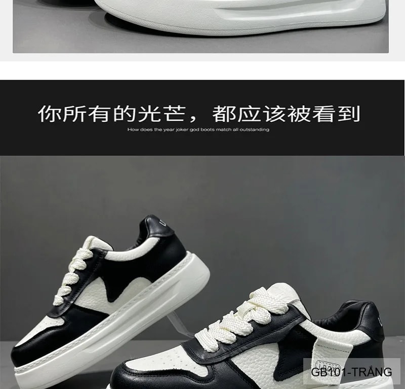 GB101 - Giày nam trắng đế dày kiểu dad shoes da thật thời trang 2025 - ảnh 20