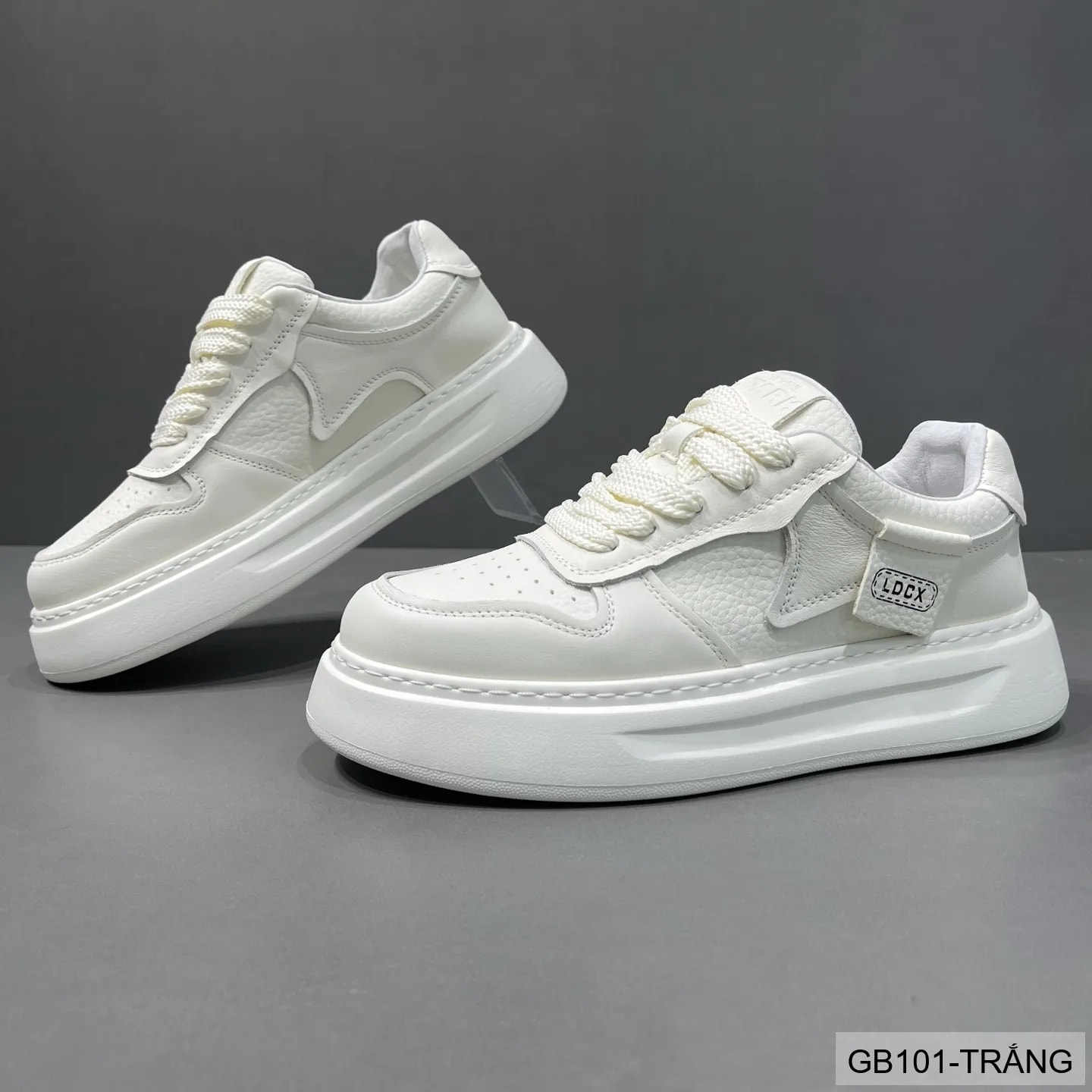 GB101 - Giày nam trắng đế dày kiểu dad shoes da thật thời trang 2025 - ảnh 4