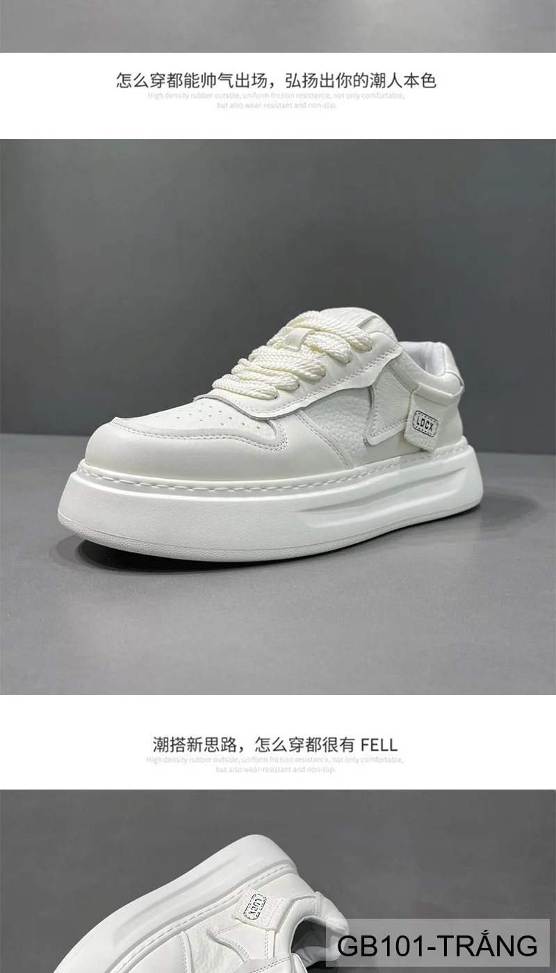 GB101 - Giày nam trắng đế dày kiểu dad shoes da thật thời trang 2025 - ảnh 13