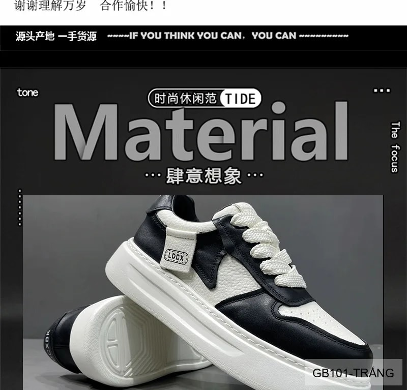 GB101 - Giày nam trắng đế dày kiểu dad shoes da thật thời trang 2025 - ảnh 15