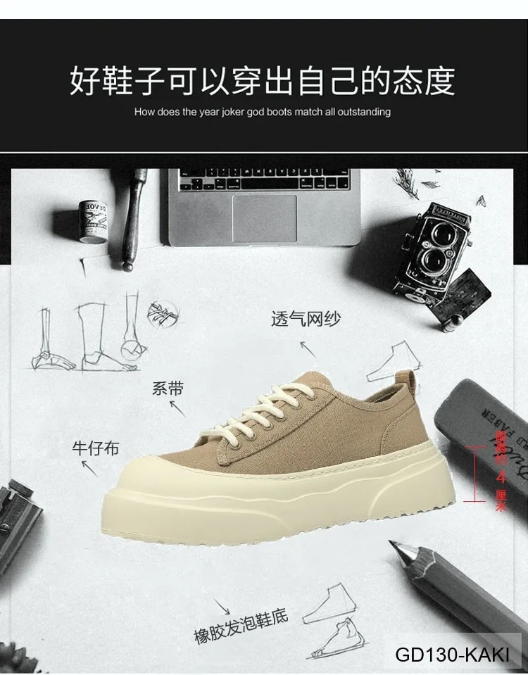 GD130 - Giày vải nam đế dày tăng chiều cao, thoáng khí, phong cách casual châu Âu - ảnh 13