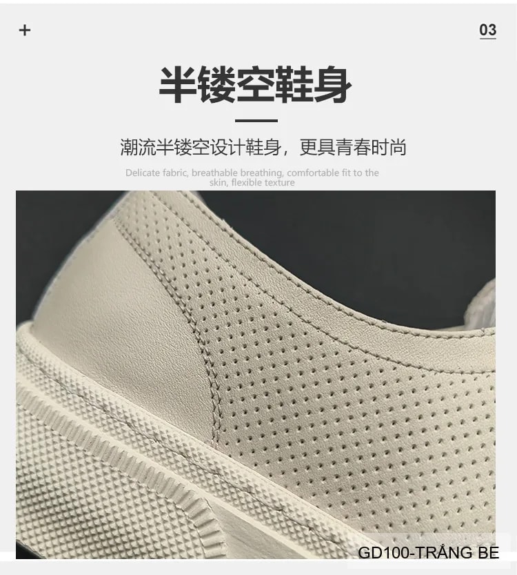 GD100 - Giày Nam Da Bò Trắng Be Phong Cách Thời Trang - ảnh 20