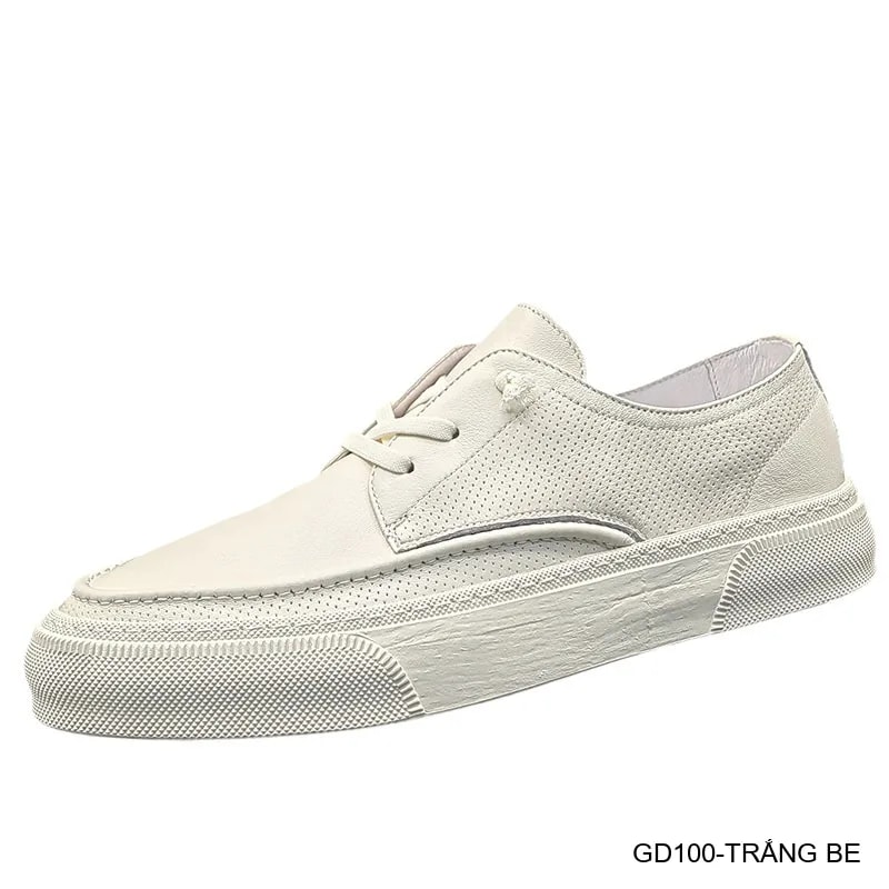 GD100 - Giày Nam Da Bò Trắng Be Phong Cách Thời Trang - ảnh 6
