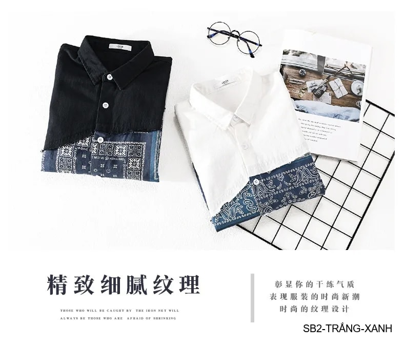 SB2 - Áo sơ mi nam ngắn tay phối màu bandana, cotton mát mẻ, dáng rộng streetwear mùa hè - ảnh 10