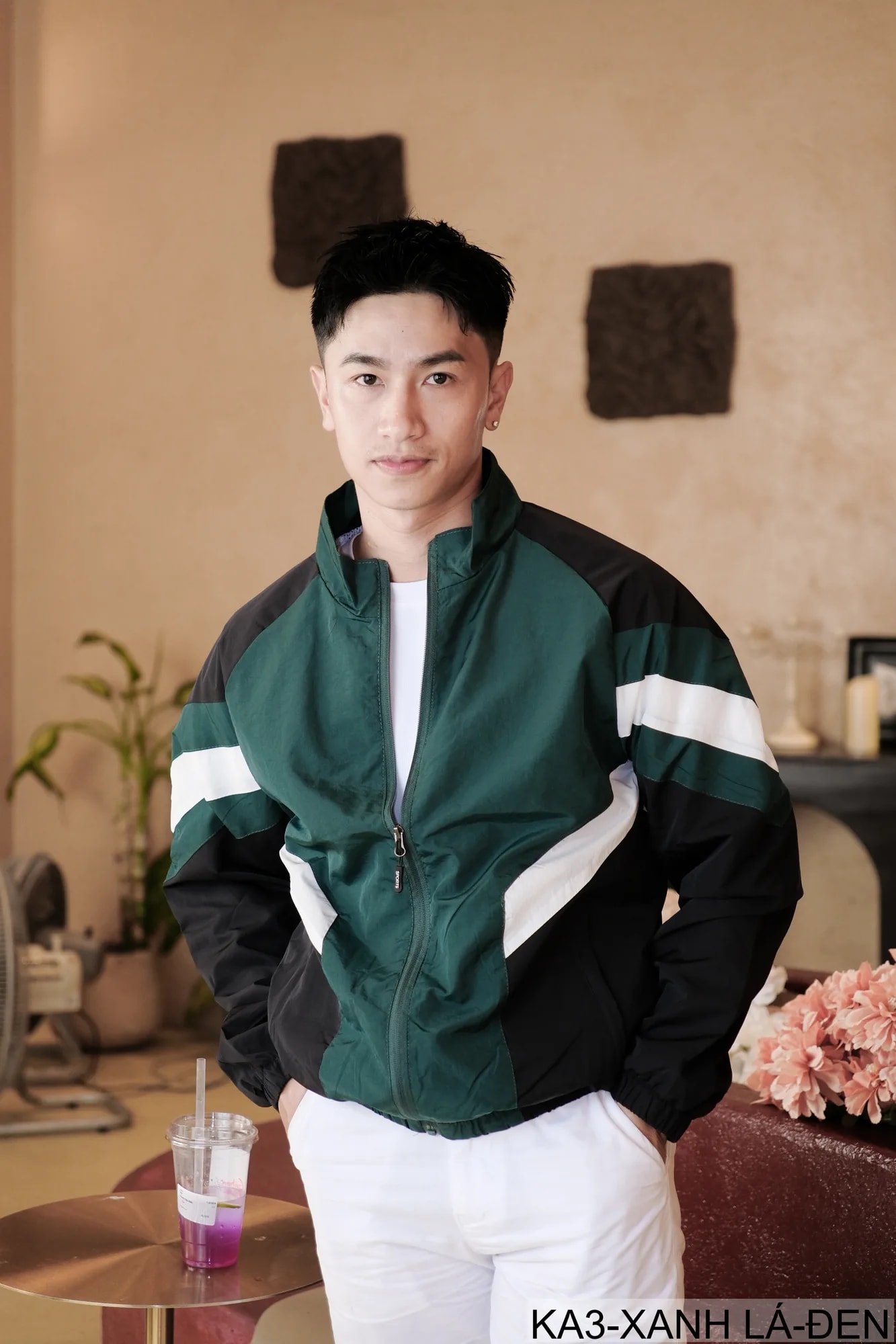 KA3 - Áo khoác nam dáng rộng phối màu cổ đứng phong cách thể thao thoáng khí mùa xuân thu - ảnh 6