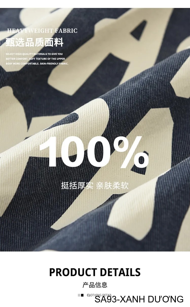 SA93 - Áo Sơ Mi Nam Tay Dài Phong Cách Nhật Bản In Chữ Đa Năng, Chất Cotton 100%, Màu Nâu & Xanh Dương - ảnh 6
