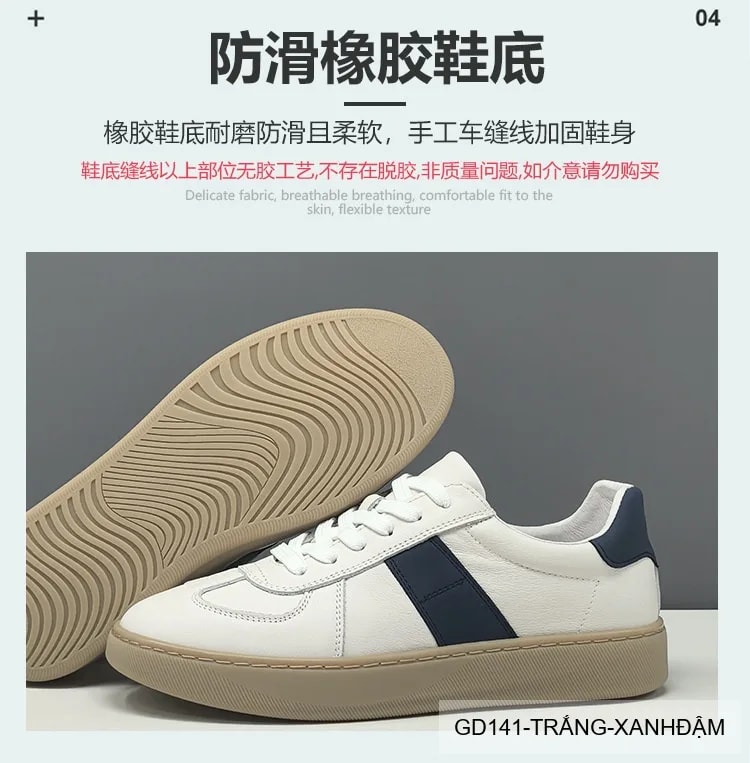 GD141 - Giày thể thao nam da bò thật phong cách Hàn, phối màu thời thượng, đế thấp êm chân - ảnh 15