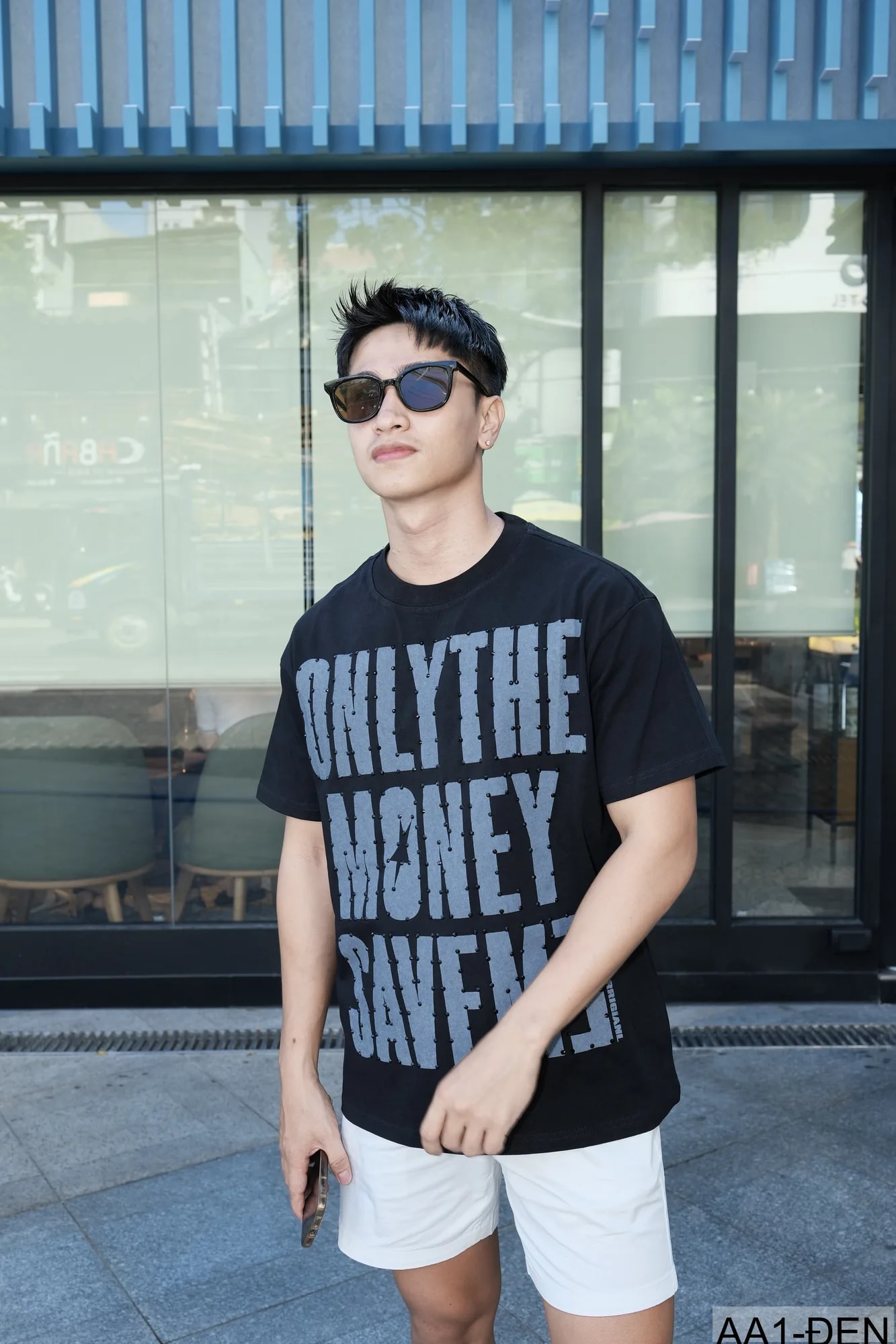AA1 - Áo thun nam cổ tròn in chữ retro phong cách streetwear, cotton , dáng vừa vặn, 4 màu thời thượng - ảnh 9