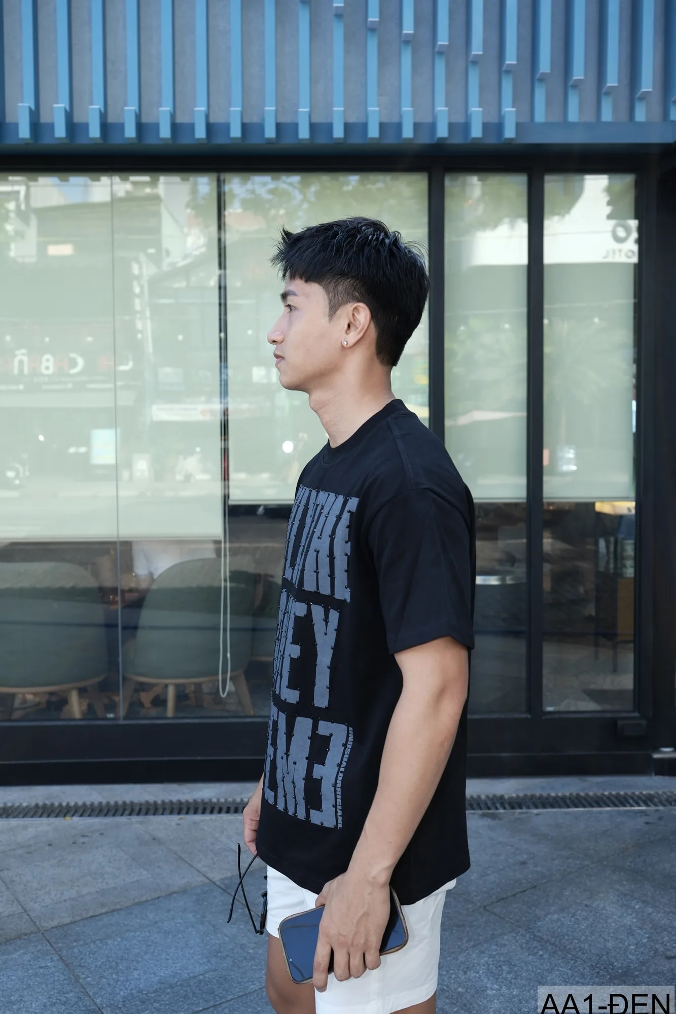 AA1 - Áo thun nam cổ tròn in chữ retro phong cách streetwear, cotton , dáng vừa vặn, 4 màu thời thượng - ảnh 7