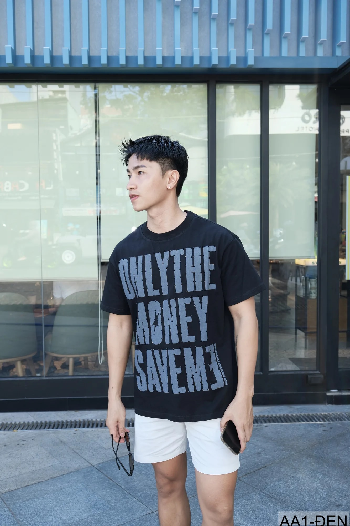 AA1 - Áo thun nam cổ tròn in chữ retro phong cách streetwear, cotton , dáng vừa vặn, 4 màu thời thượng - ảnh 5