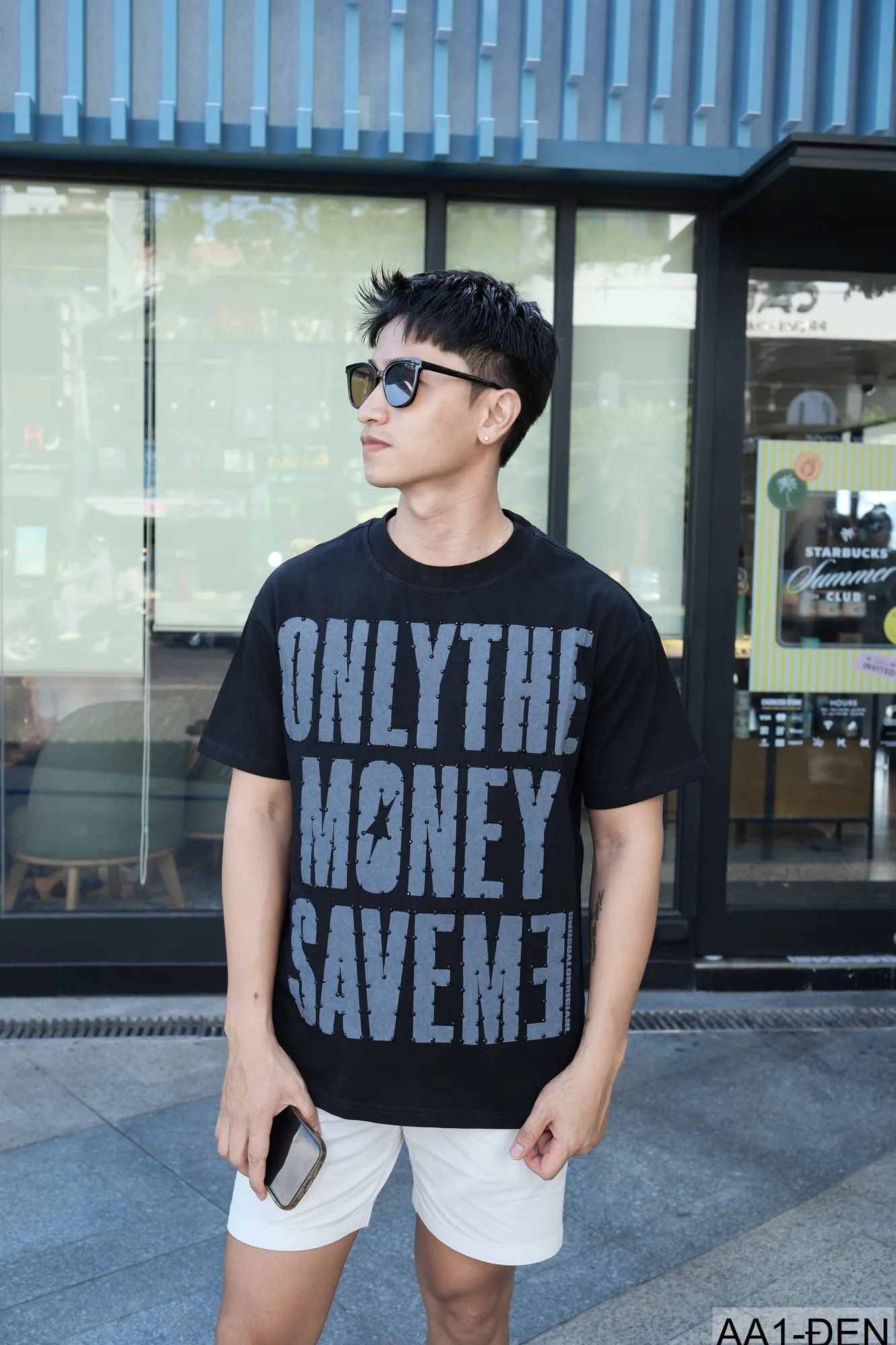 AA1 - Áo thun nam cổ tròn in chữ retro phong cách streetwear, cotton , dáng vừa vặn, 4 màu thời thượng - ảnh 10