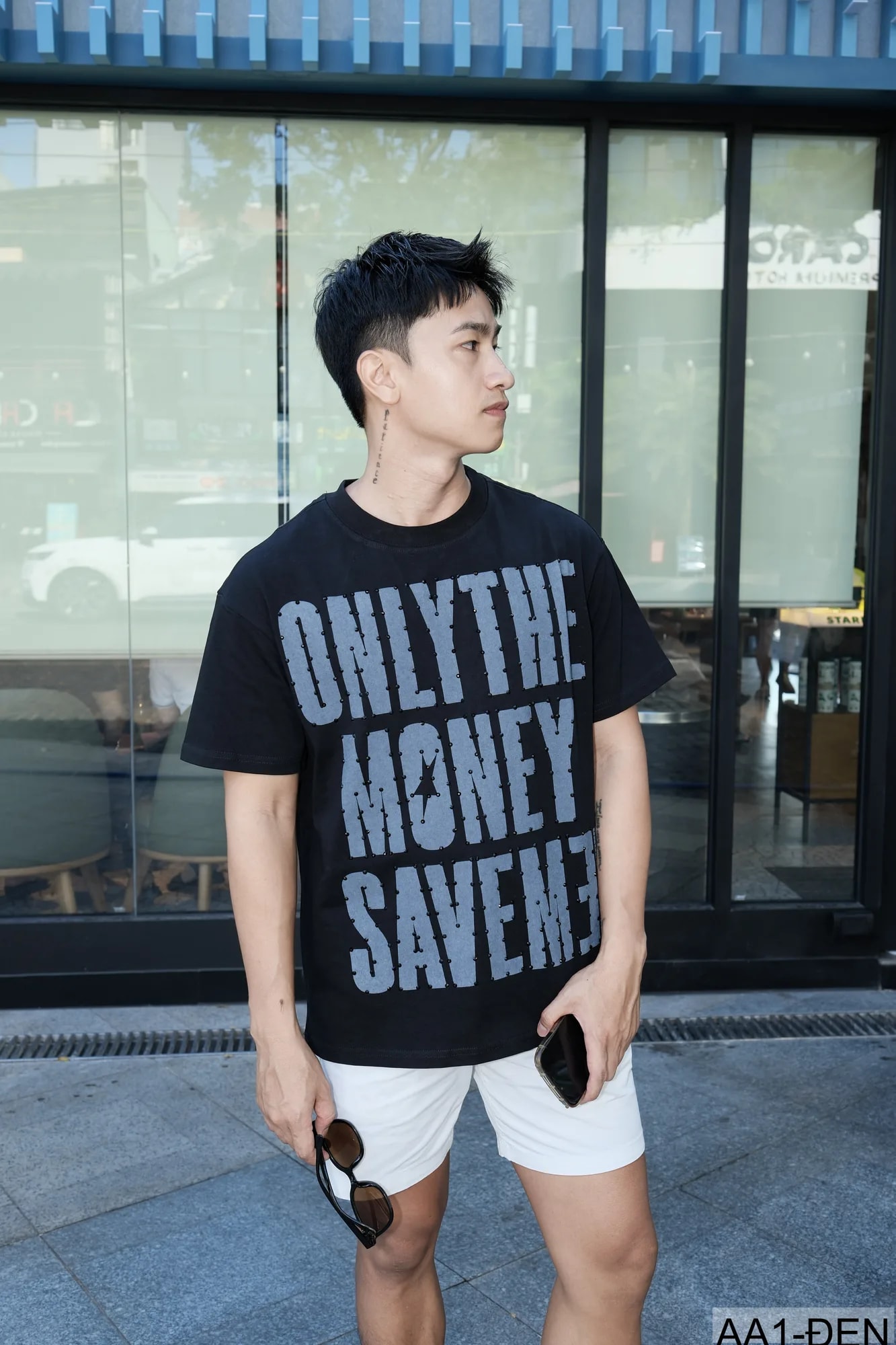 AA1 - Áo thun nam cổ tròn in chữ retro phong cách streetwear, cotton , dáng vừa vặn, 4 màu thời thượng - ảnh 4