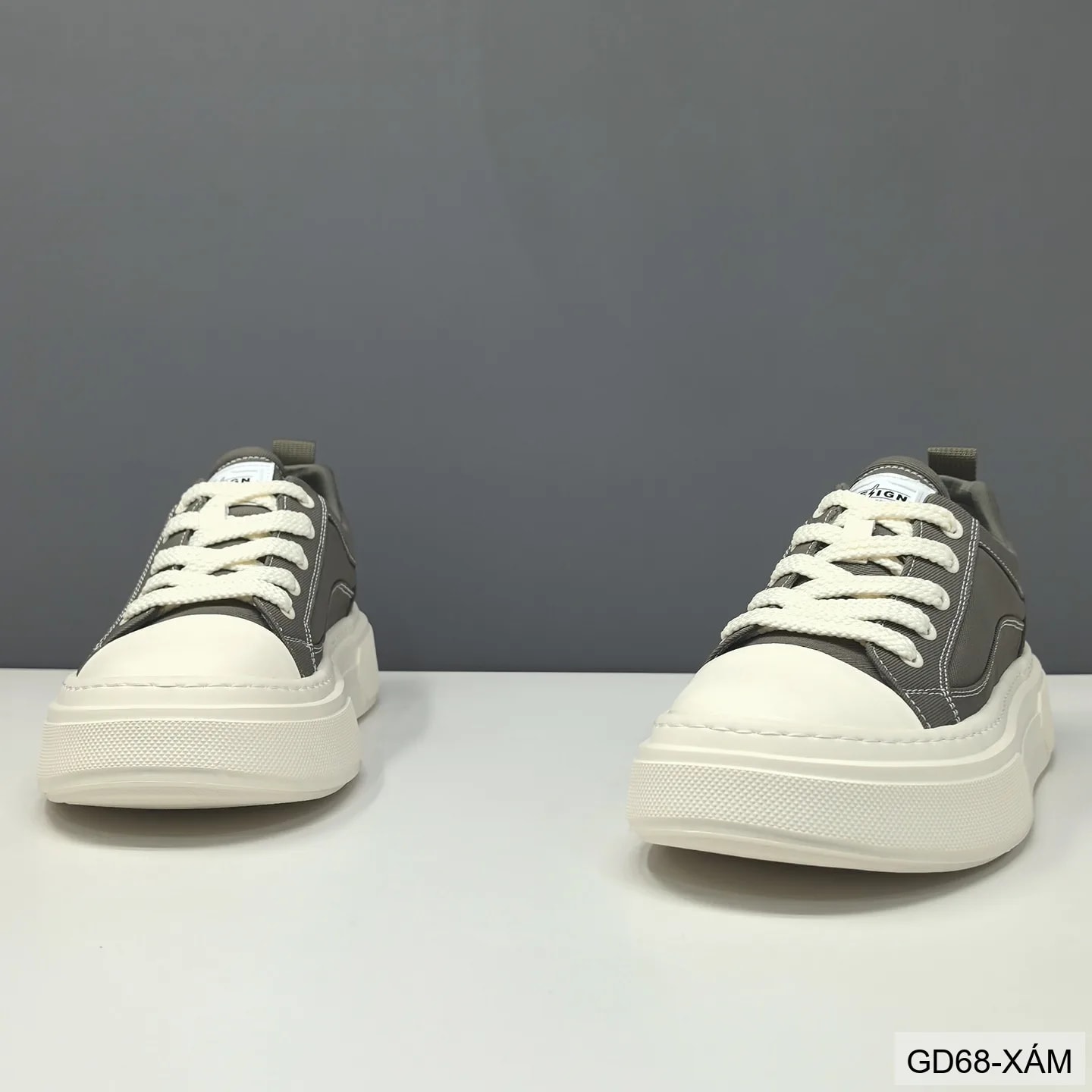 GD68 - Giày vải nam đế dày tăng chiều cao, phong cách retro thời thượng, màu Xám & Đen - ảnh 4