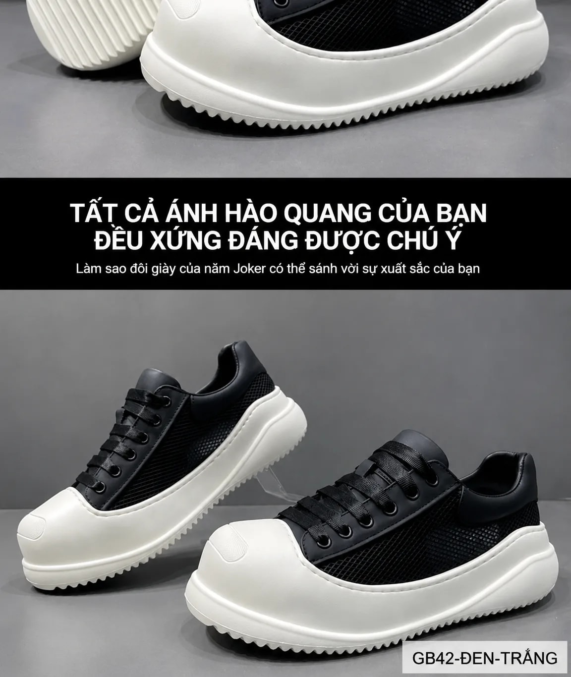 GB42 - Giày thể thao đế dày nam, phối da và lưới thoáng khí, kiểu dáng mới mùa xuân 2026 - ảnh 10