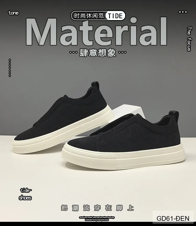 GD61 - Giày thể thao nam kiểu lười, chất liệu vải thoáng khí, đế cao su êm ái, phối màu kaki và đen - ảnh 11
