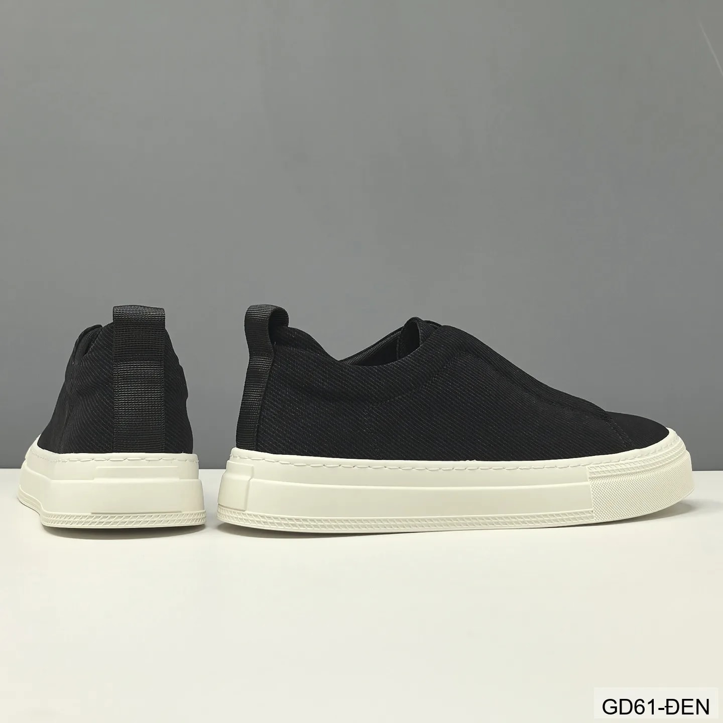 GD61 - Giày thể thao nam kiểu lười, chất liệu vải thoáng khí, đế cao su êm ái, phối màu kaki và đen - ảnh 4