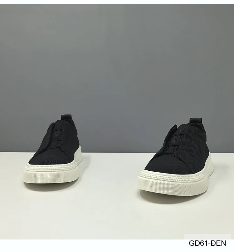 GD61 - Giày thể thao nam kiểu lười, chất liệu vải thoáng khí, đế cao su êm ái, phối màu kaki và đen - ảnh 10
