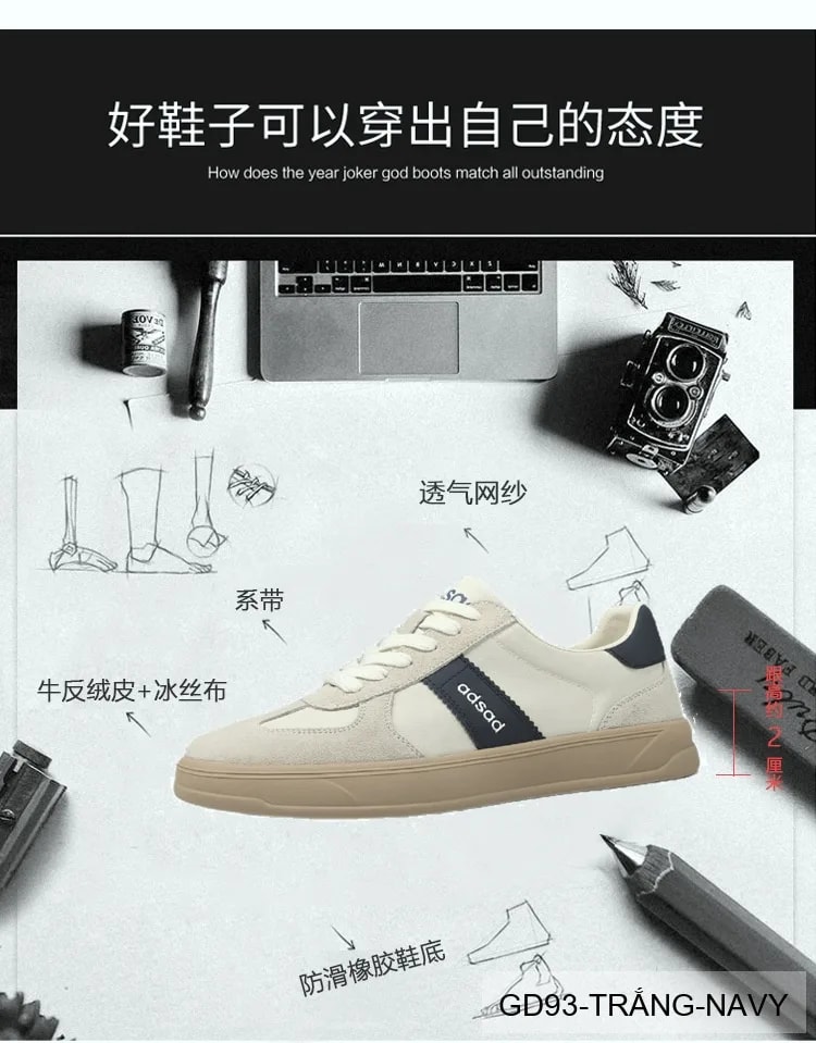 GD93 - Giày nam casual phối màu block, chất liệu da nubuck thoáng khí, phong cách Hàn Quốc trẻ trung - ảnh 13