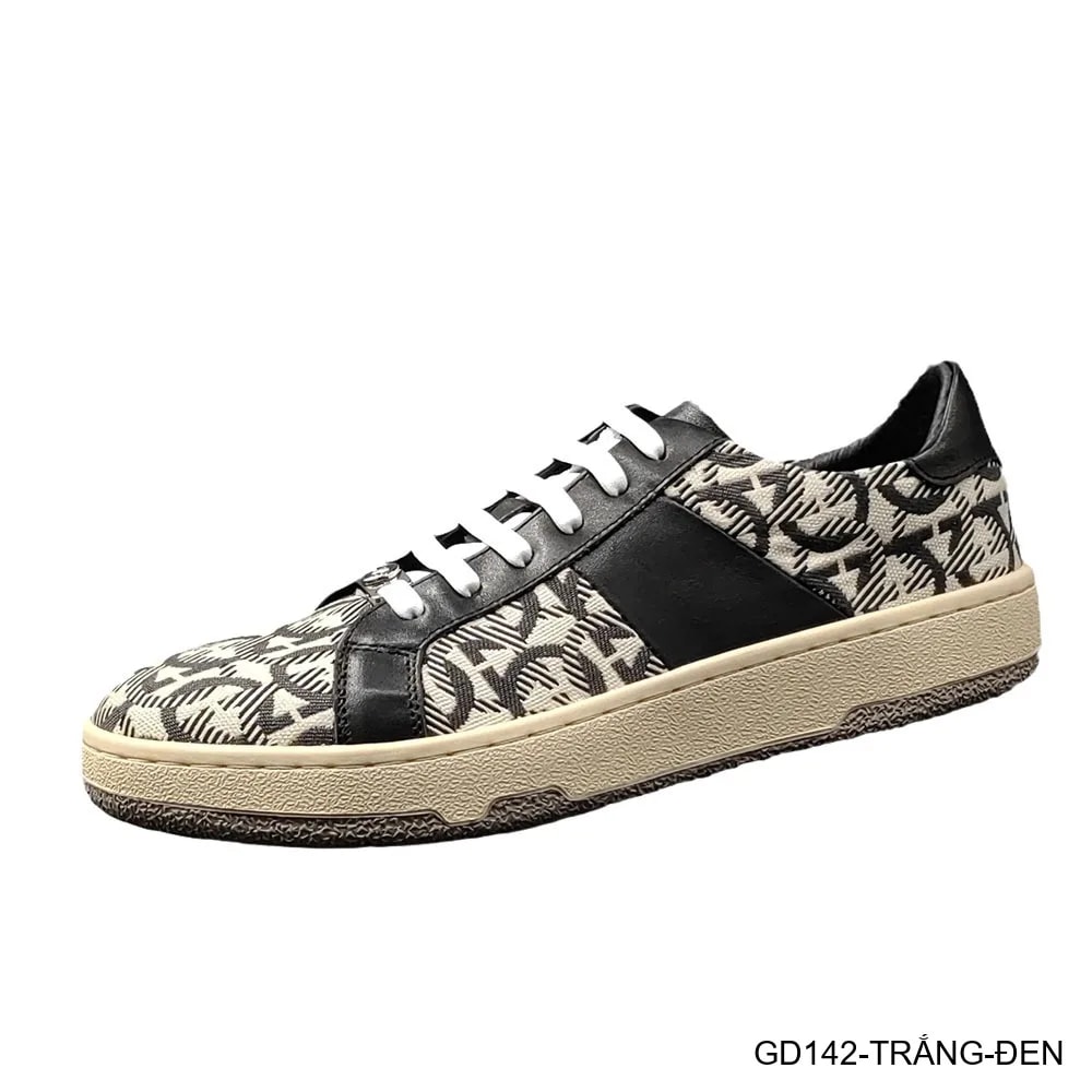 GD142 - Giày thể thao nam thời trang họa tiết logo, đế thấp êm chân, phối màu trắng đen - ảnh 7