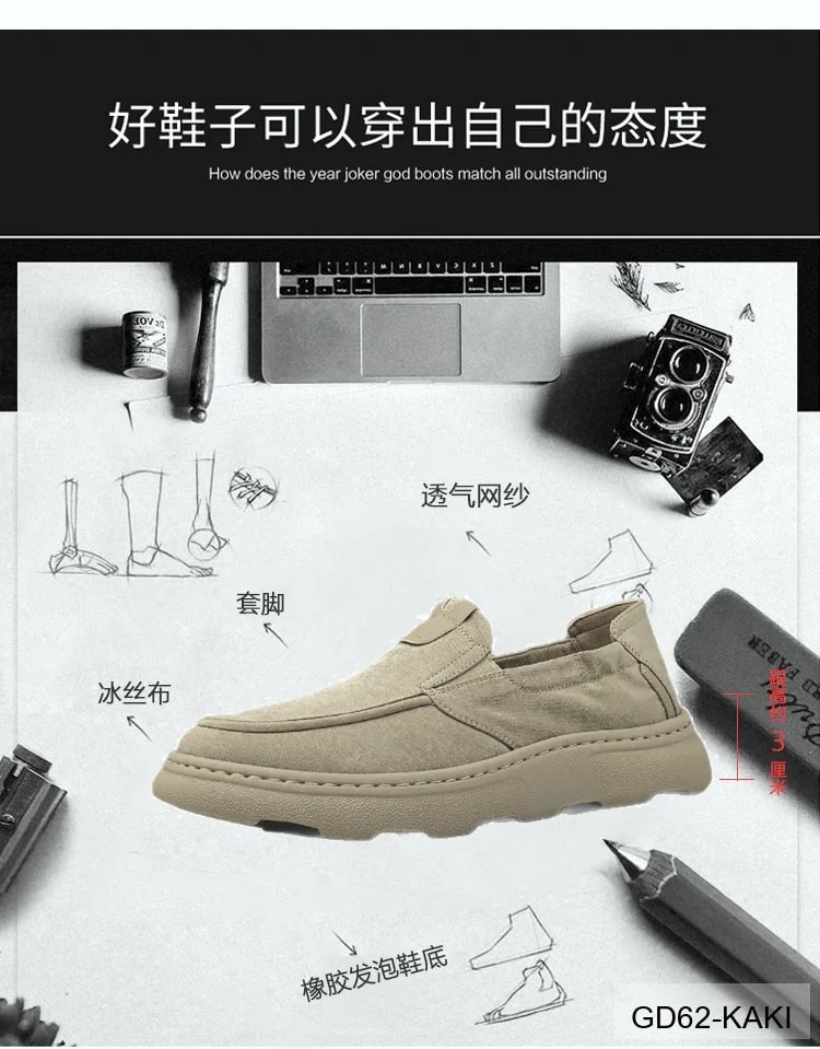 GD62 - Giày nam lười đế dày thoáng khí, tăng chiều cao nhẹ, phong cách đơn giản thời thượng - ảnh 13