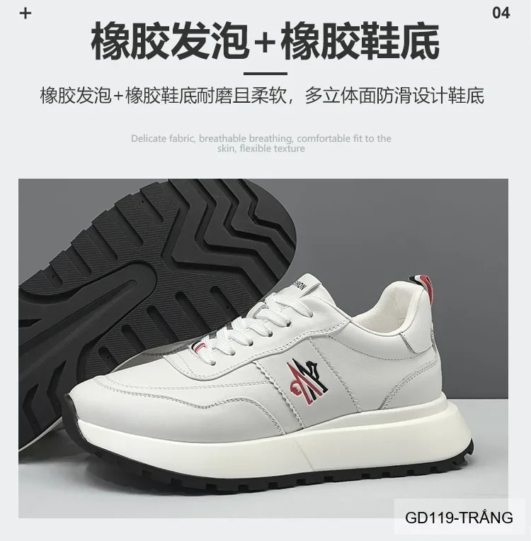 GD119 - Giày thể thao nam da bò thật đế dày tăng chiều cao phong cách Hàn Quốc - ảnh 15