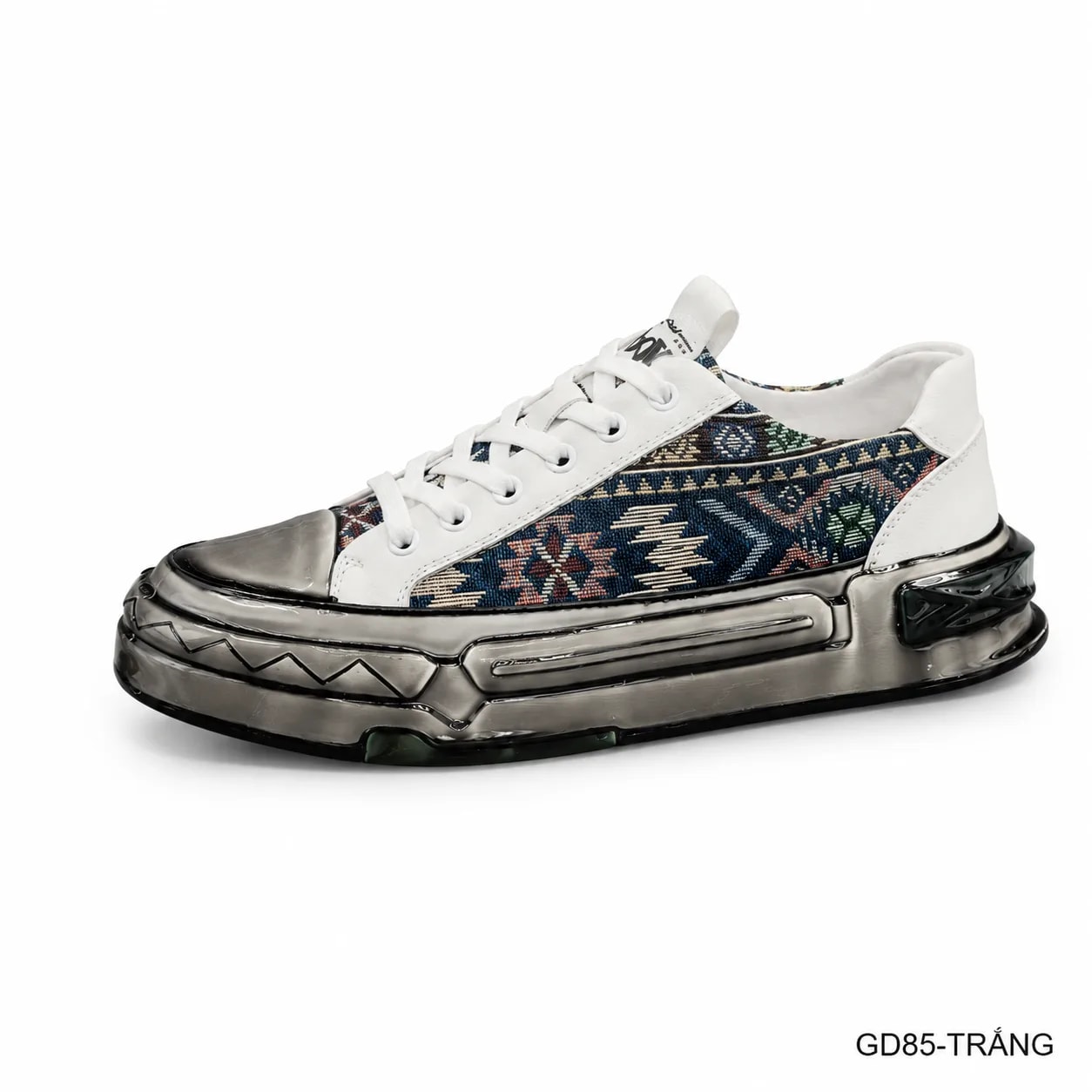 GD85 - Giày Thể Thao Nam Đế Dày Phong Cách Retro, Chất Liệu Da Bò & Vải, Màu Trắng Đen