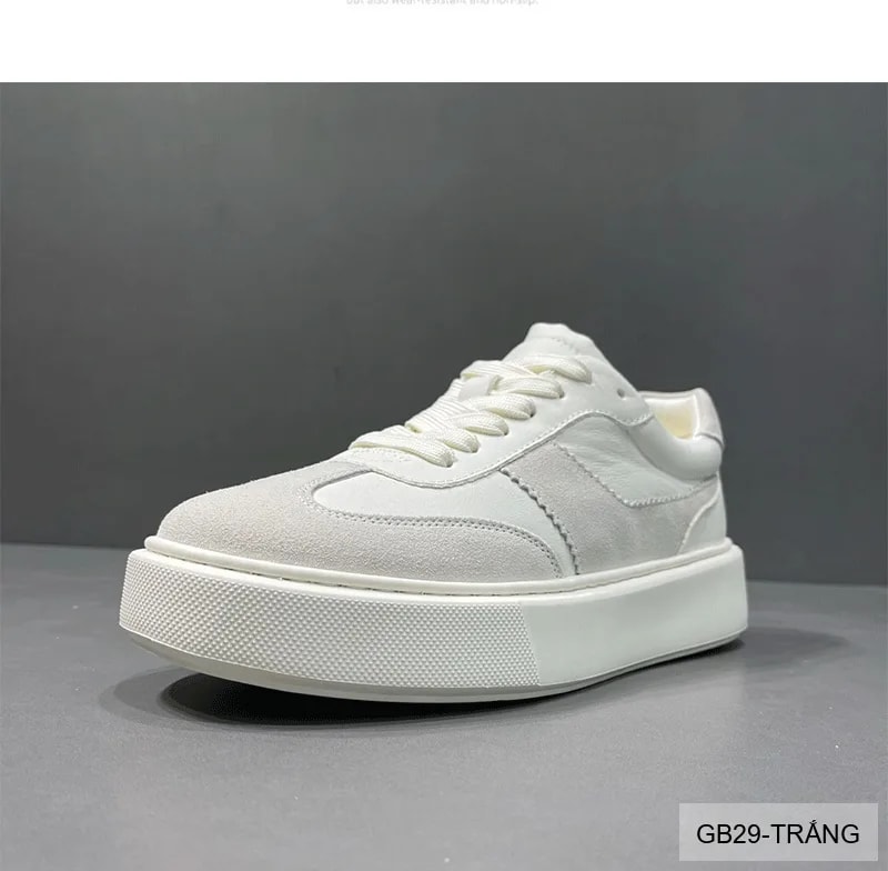 GB29 - Giày nam da thật đế dày trắng thời trang cao cấp 2025 - ảnh 8