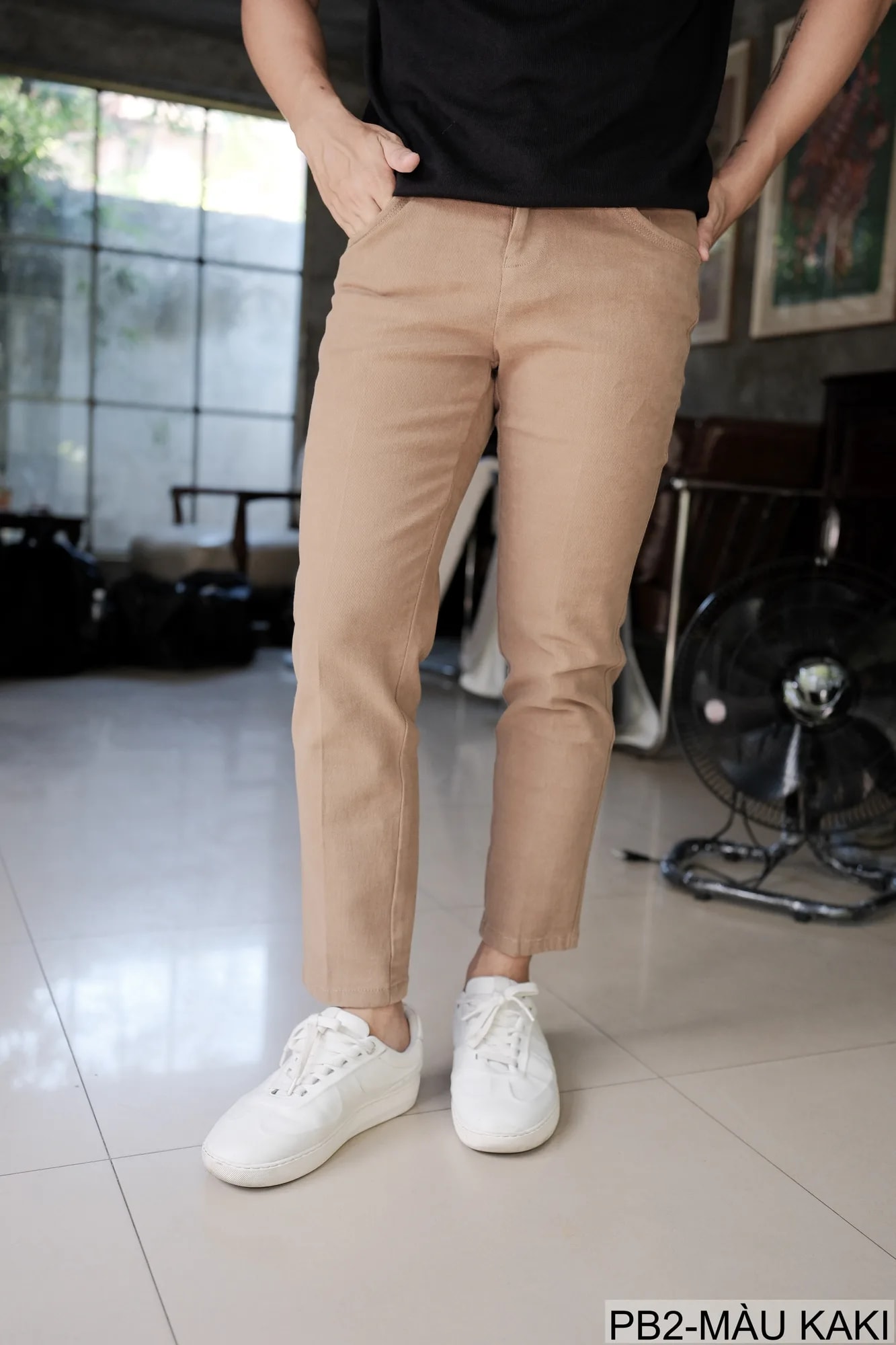 PB2 - Quần Jeans Nam Ống Đứng Cổ Điển, Chất Cotton Co Giãn, Màu Kaki Đen, Phù Hợp Đi Chơi Đi Làm