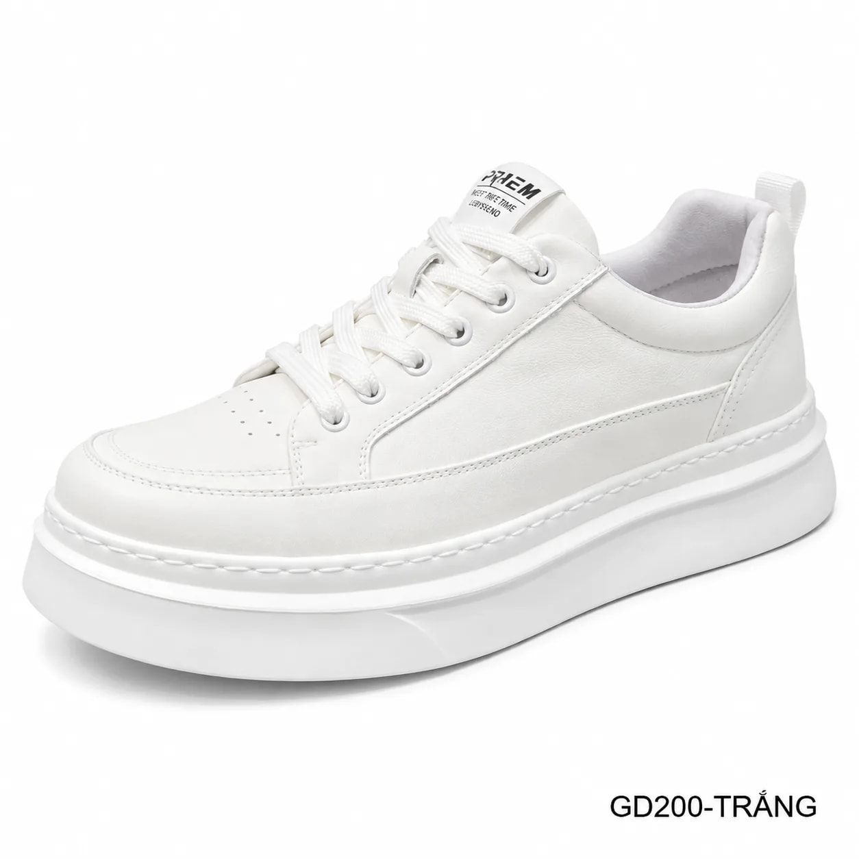 GD200 - Giày nam da thật kiểu thể thao thời trang, đế dày êm ái, màu trắng đen