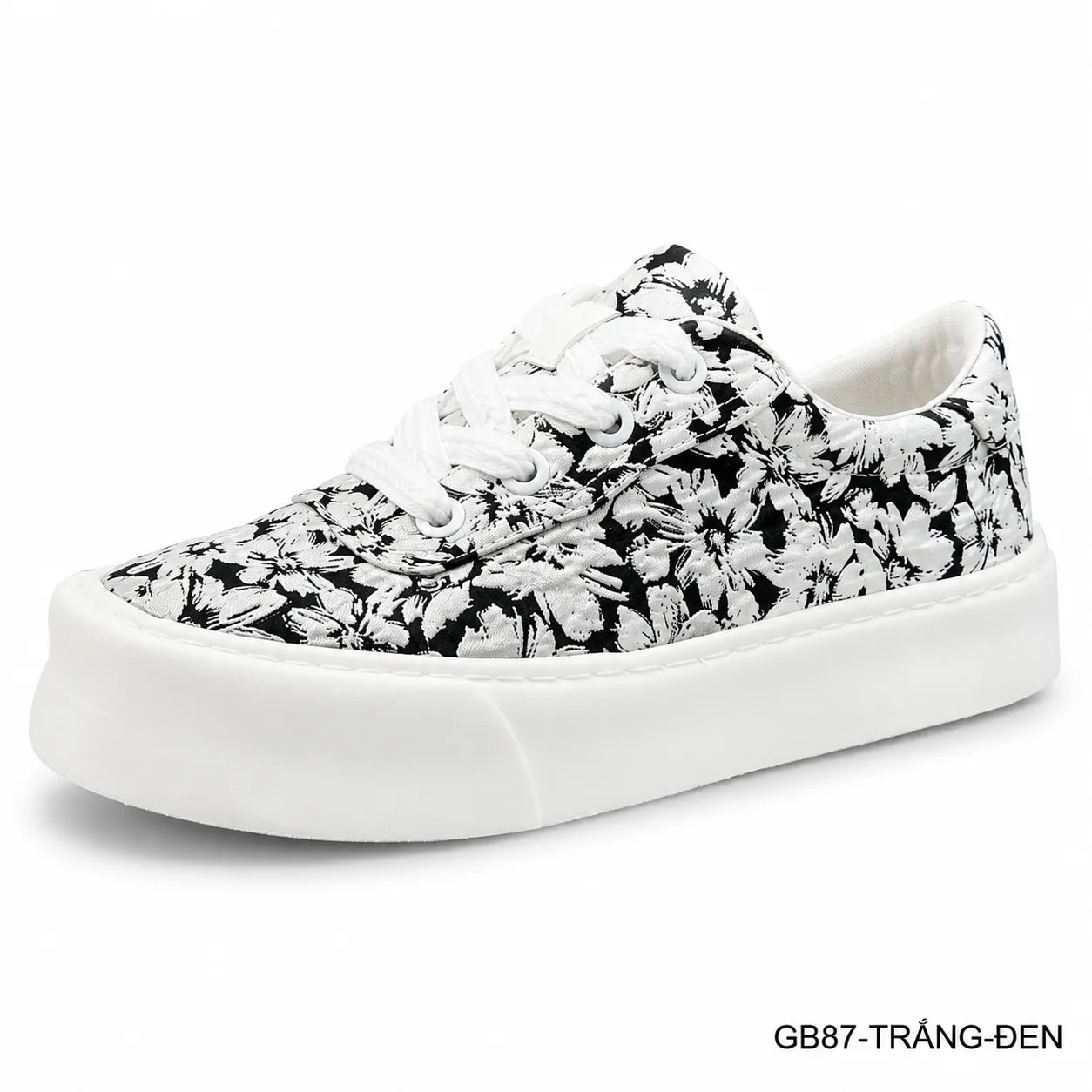 GB87 - Giày vải nam họa tiết hoa, thoáng khí, phong cách streetwear, đế bằng êm chân