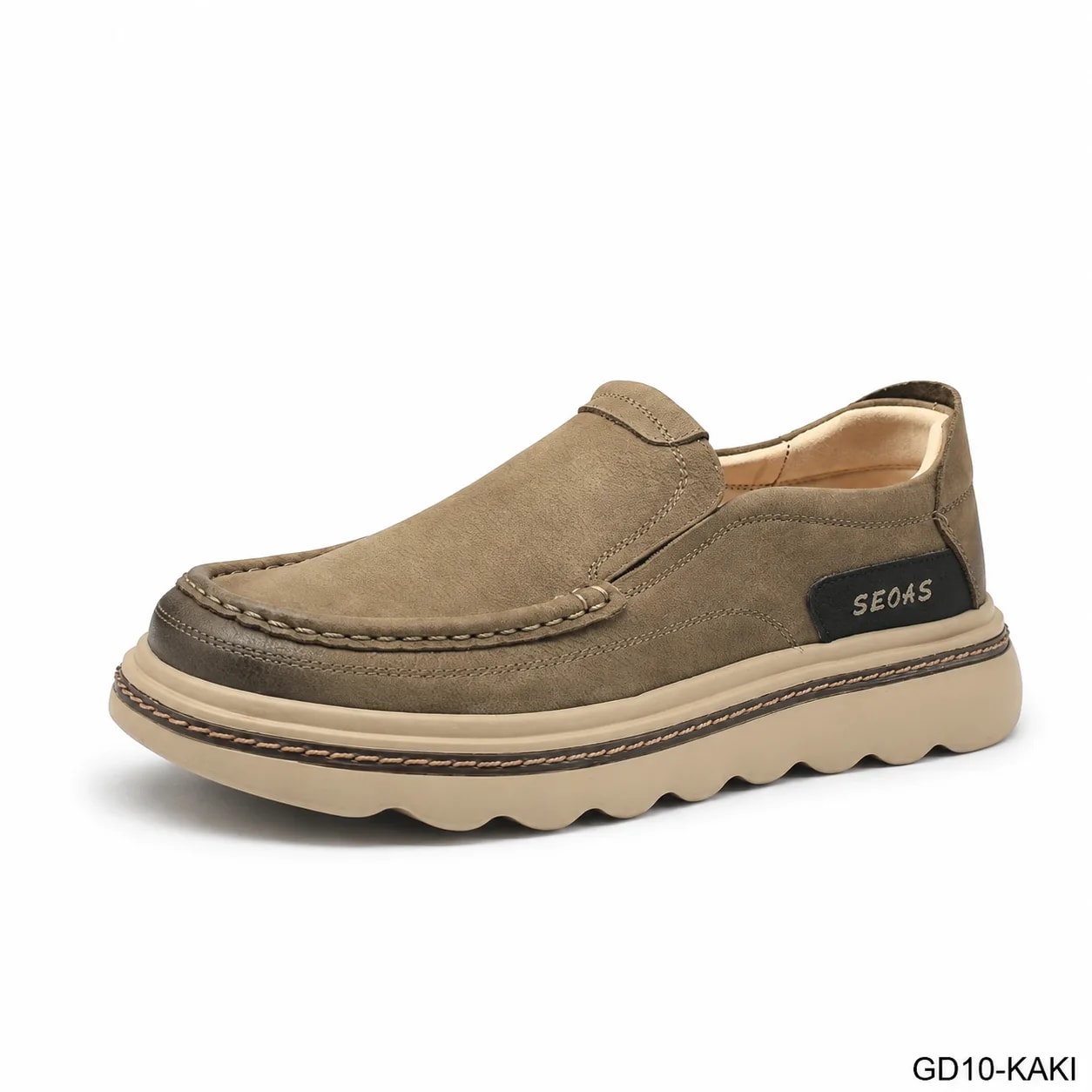GD10 - Giày thể thao nam đế cao êm chân, kiểu dáng retro, màu kaki sang trọng