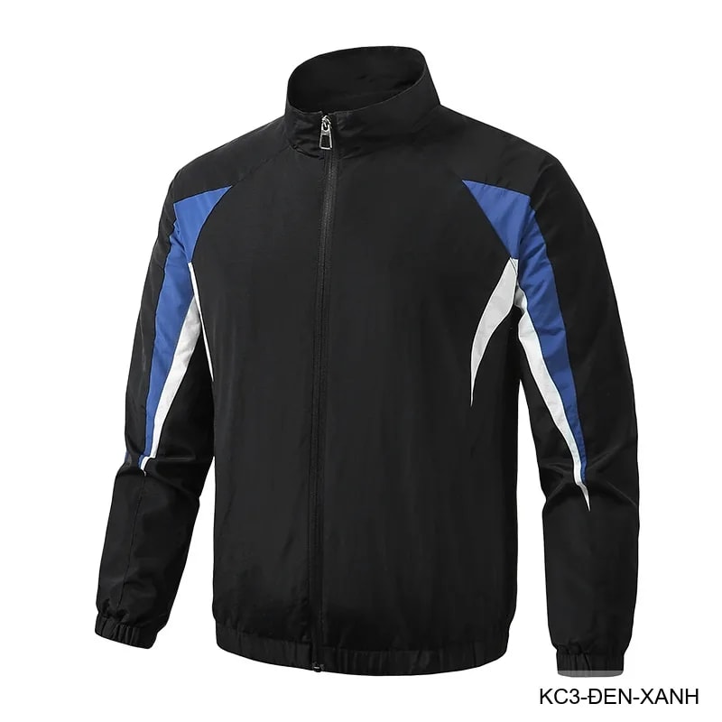 KC3 - Áo khoác nam cổ đứng phối màu năng động, chất polyester thoáng mát, form regular phù hợp xuân thu