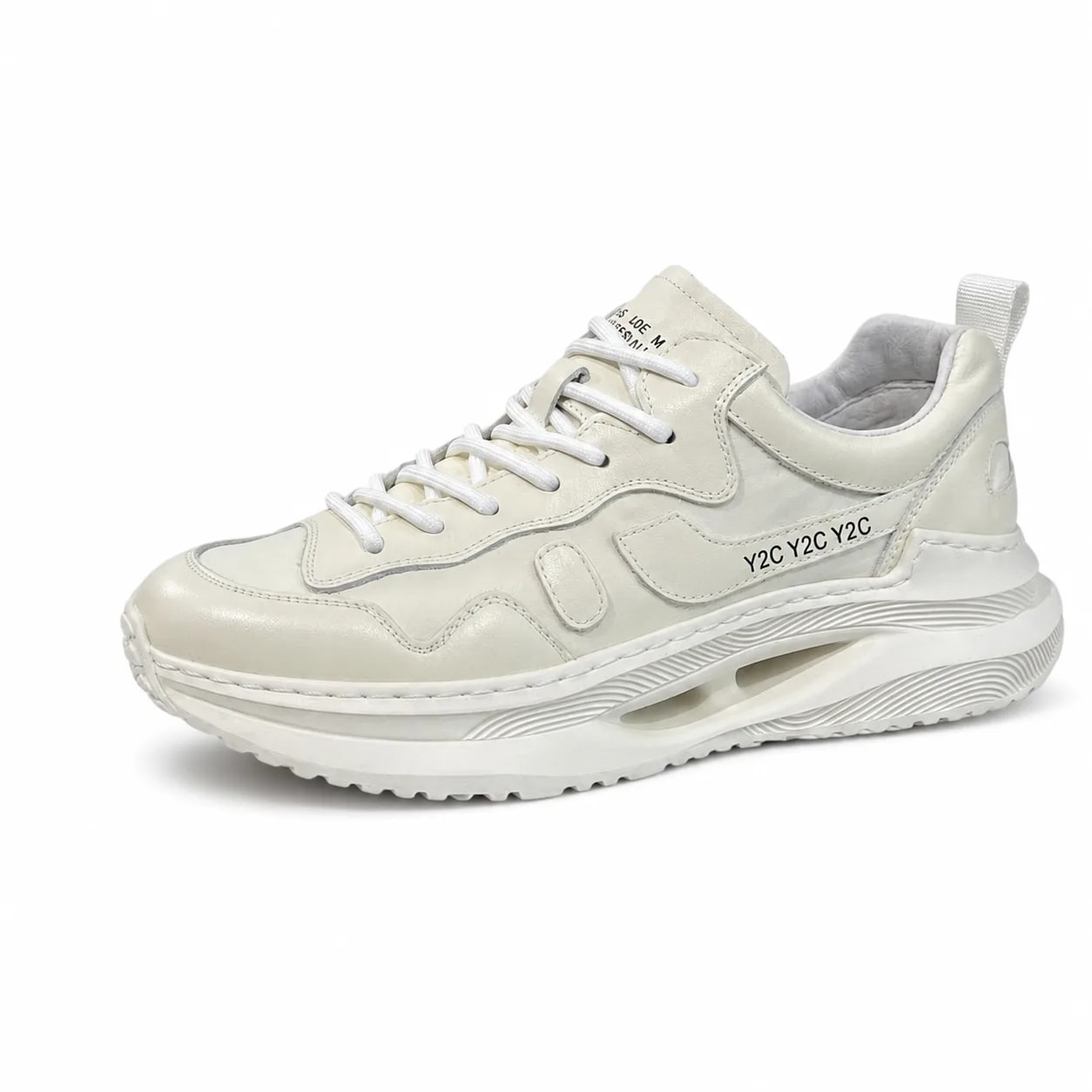 GB30 - Giày nam thể thao đế dày kiểu dad shoes, chất da bò mềm, màu trắng thời thượng