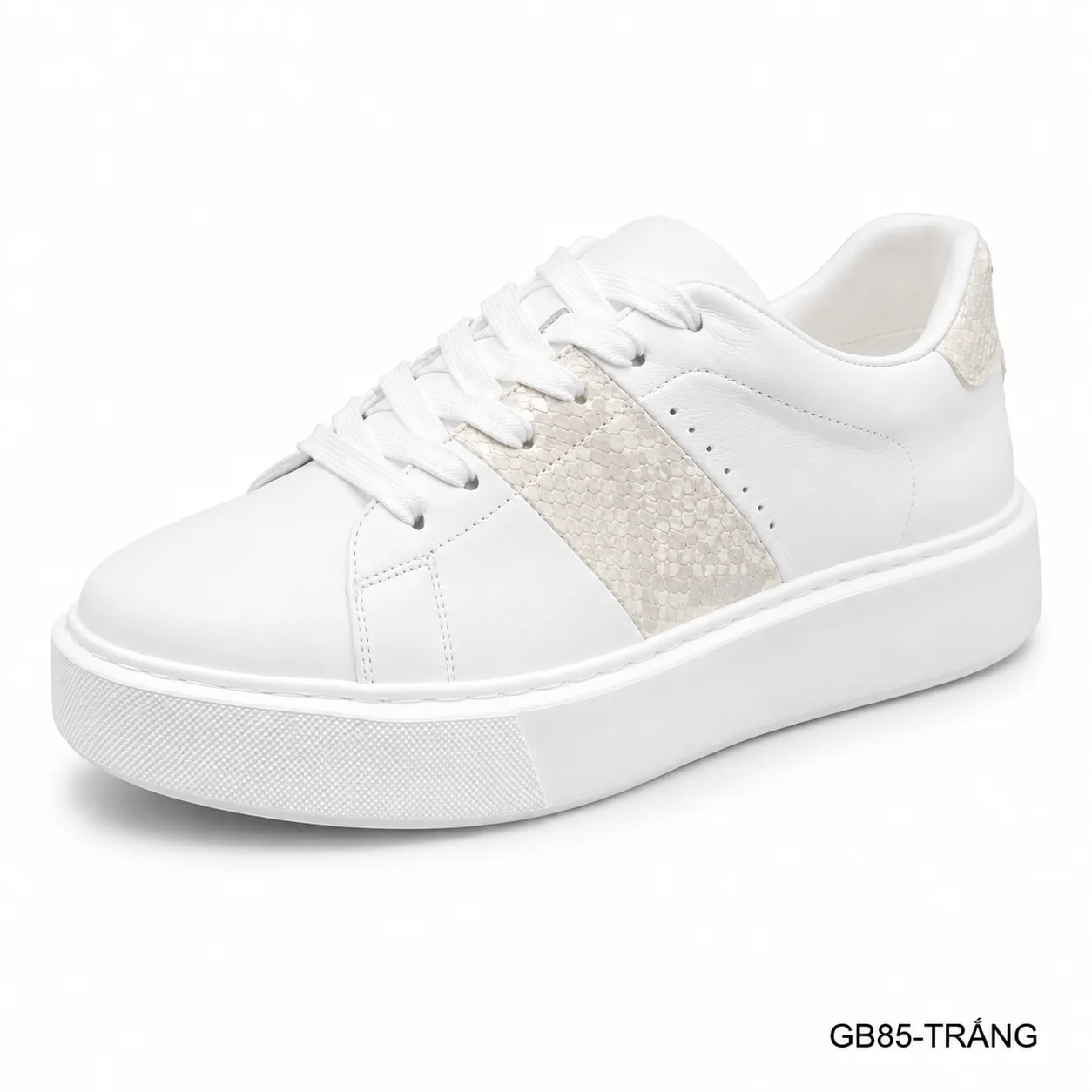 GB85 - Giày thể thao nam trắng da thật, đế dày mềm, thoáng khí, kiểu dáng retro thời thượng