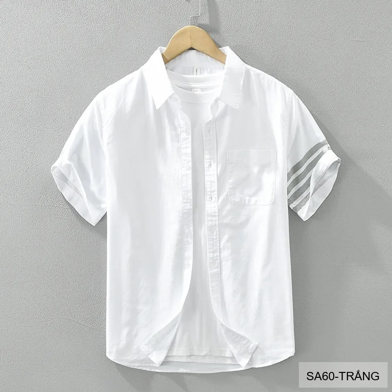 SA60 - Áo Sơ Mi Nam Tay Ngắn Phong Cách Nhật Bản Chất Cotton Thoáng Mát Đa Dụng